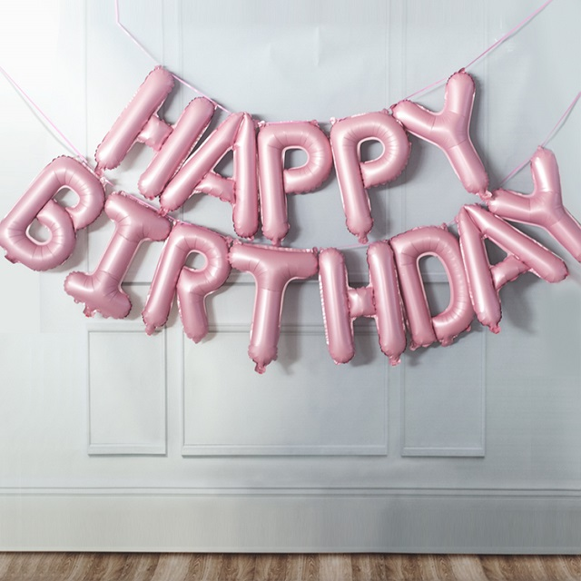 (40cm) Happy Birthday Ballon Girlande Party Dekoration Accessoires Luftballons - Rosa