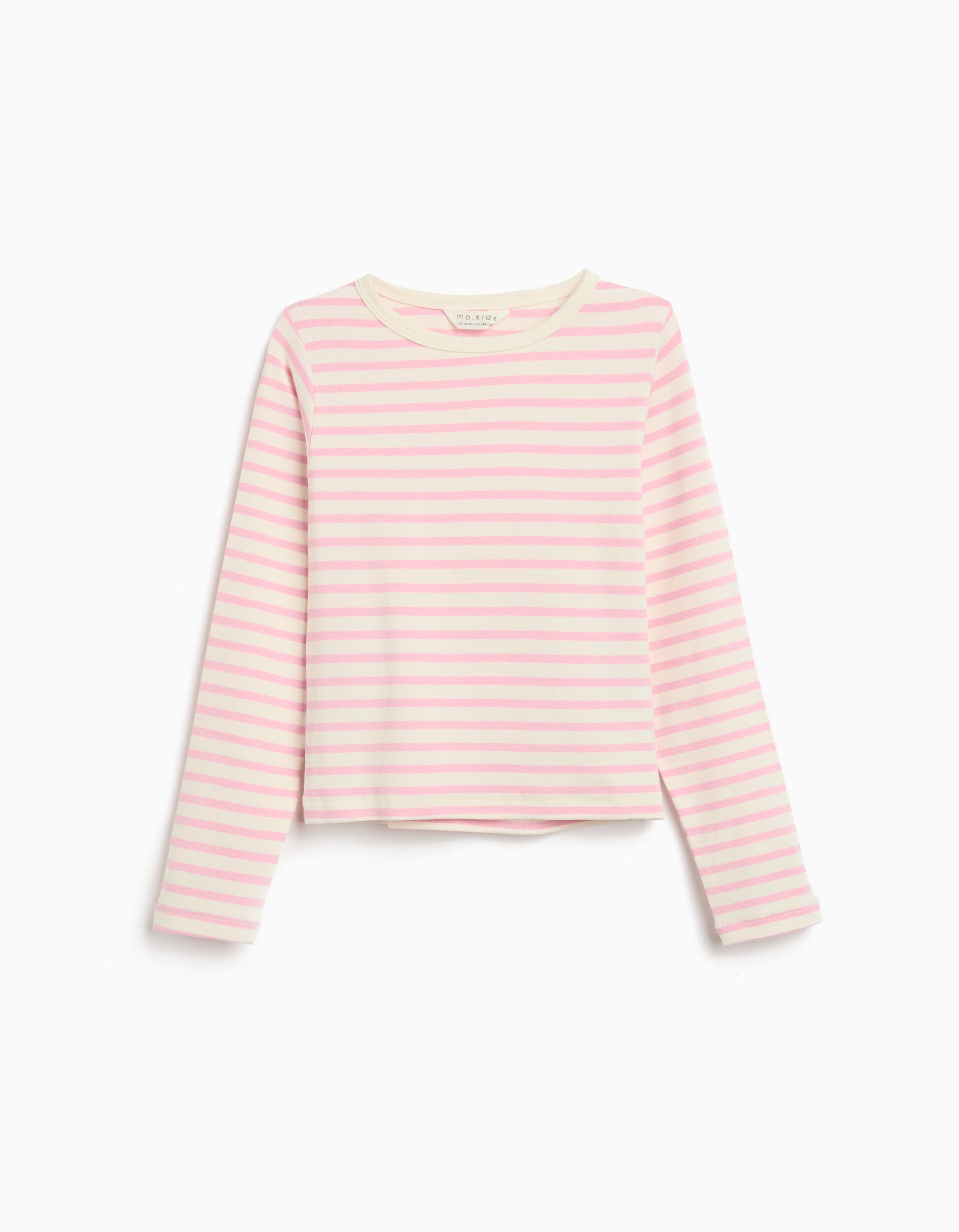 T-shirt de Manga Comprida Riscas, Menina, Rosa