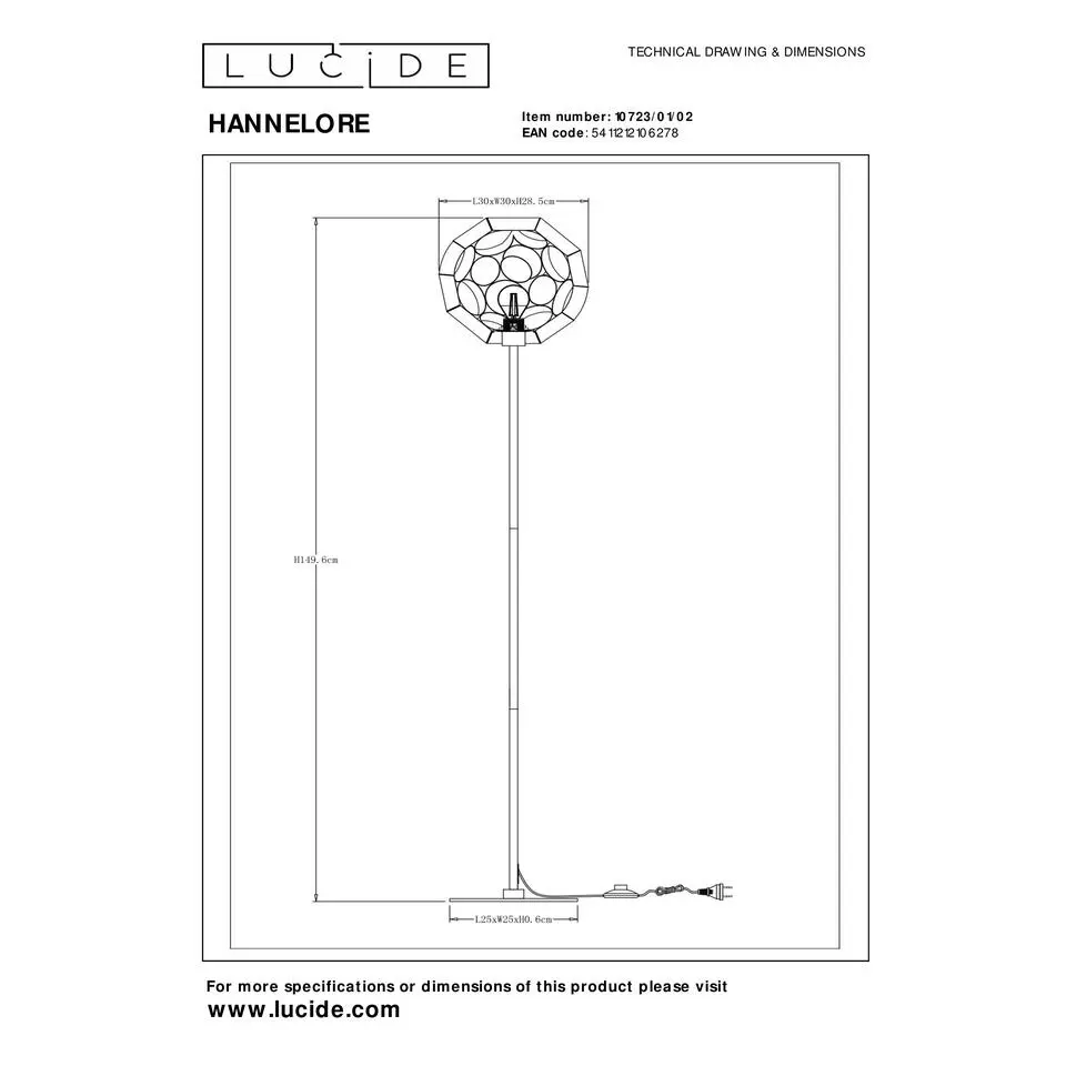 Lucide HANNELORE Vloerlamp - Mat Goud / Messing