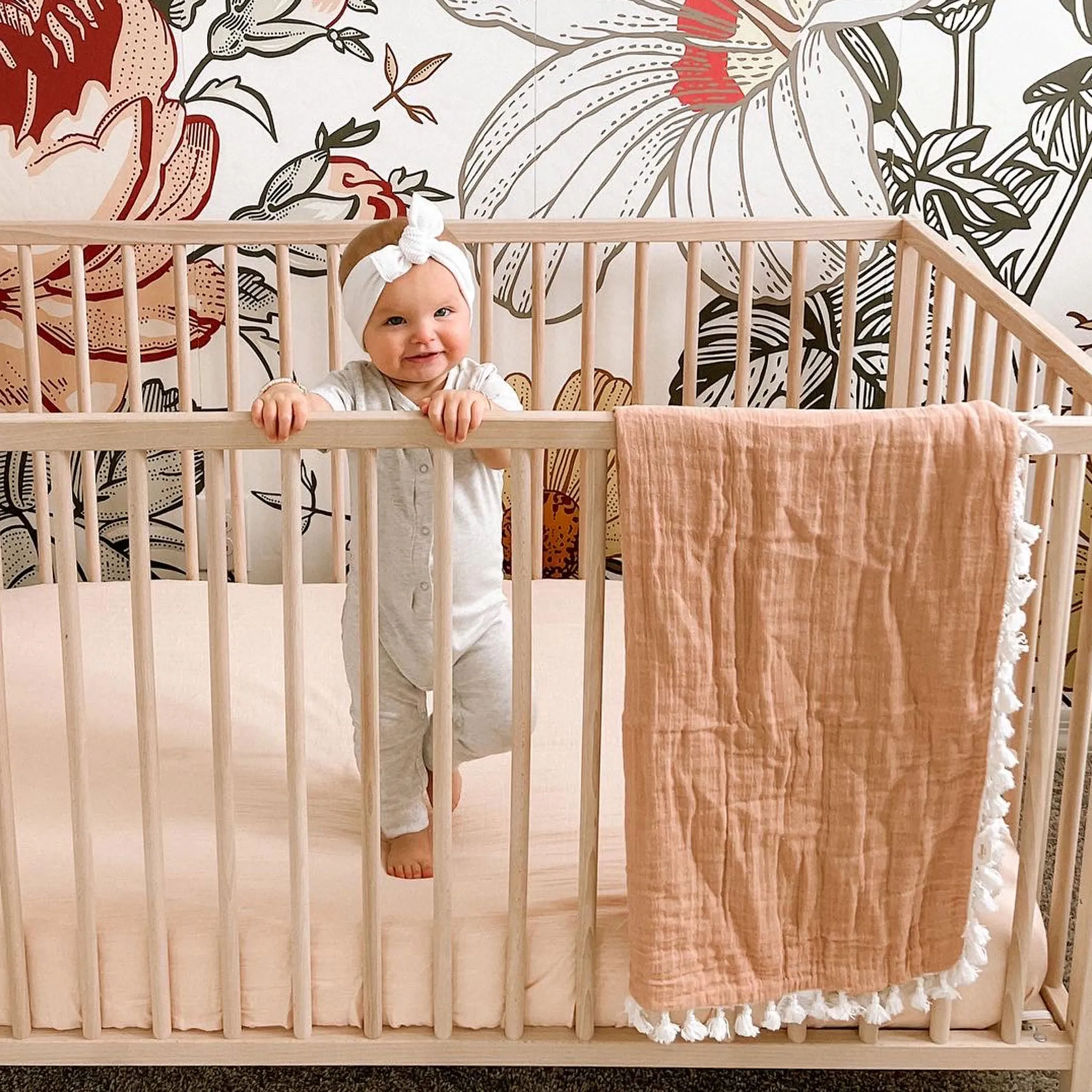 Crane Couverture Mousseline Rose