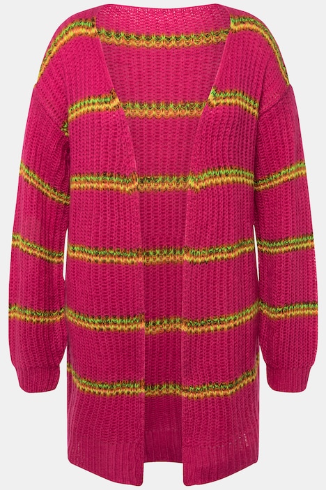 Strickjacke, Ringel, offene Form, Langarm