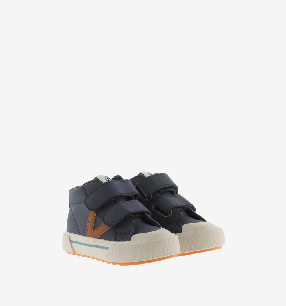 TRIBU SCRATCH EFFET CUIR Bottines pour garçon semelle fluor MARINO