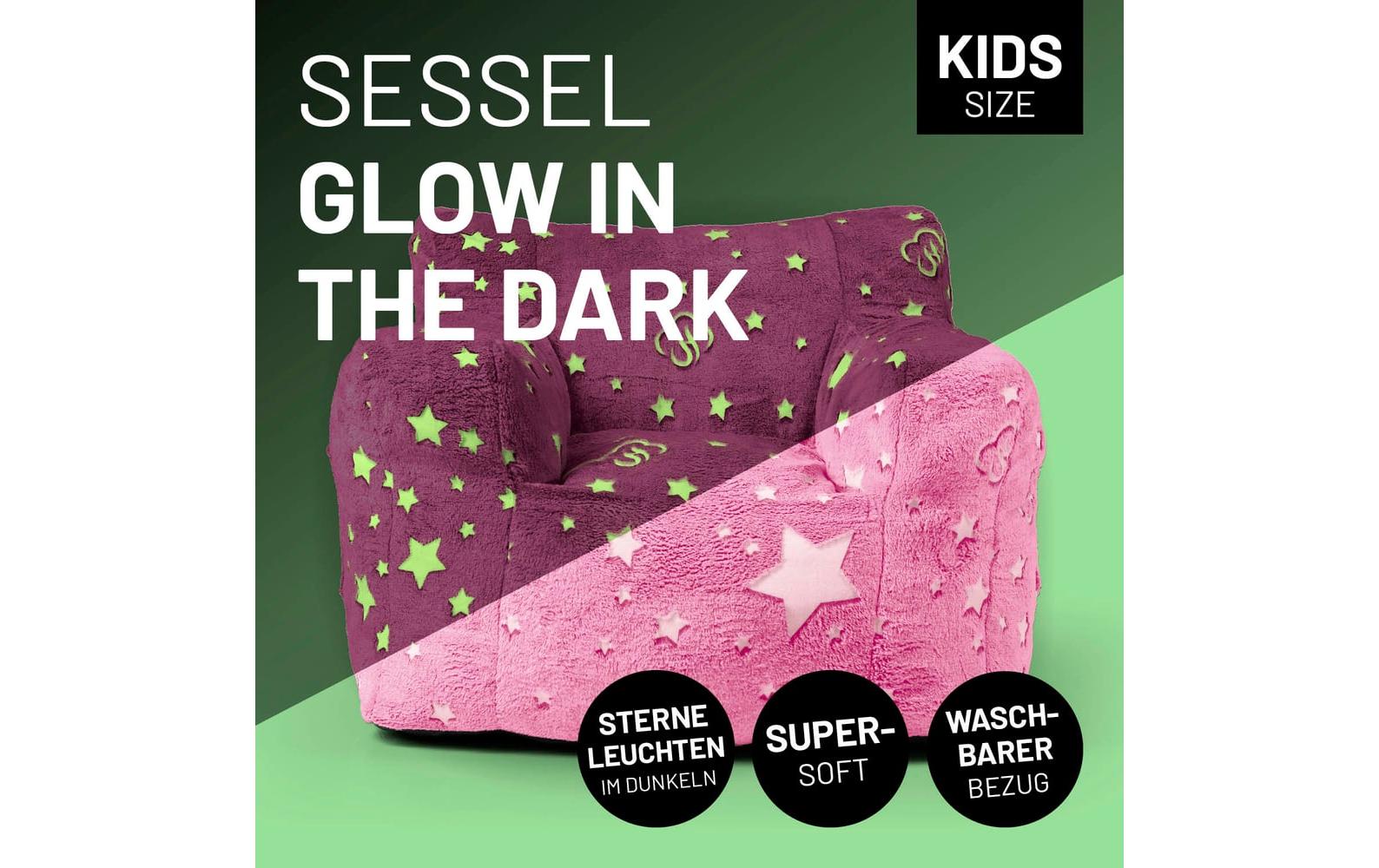 Sessel Glow in the Dark Rosa<br>Kindersessel mit leuchtendem Sternen-Design