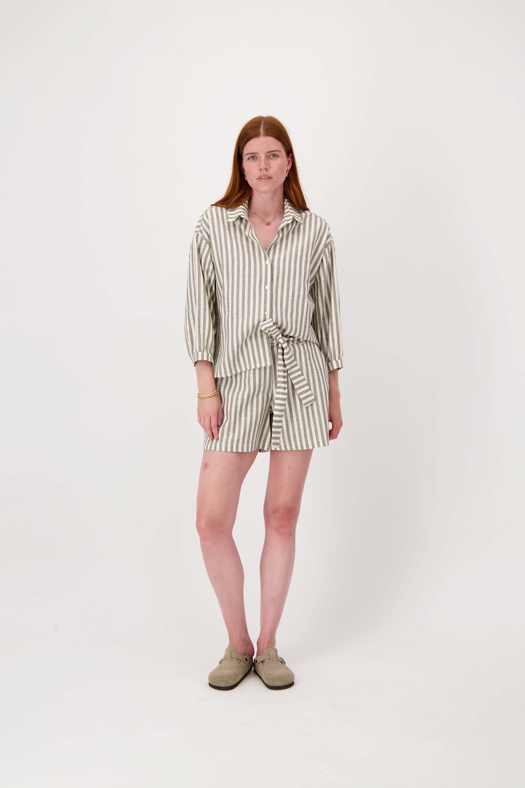 gestreepte linnen blouse