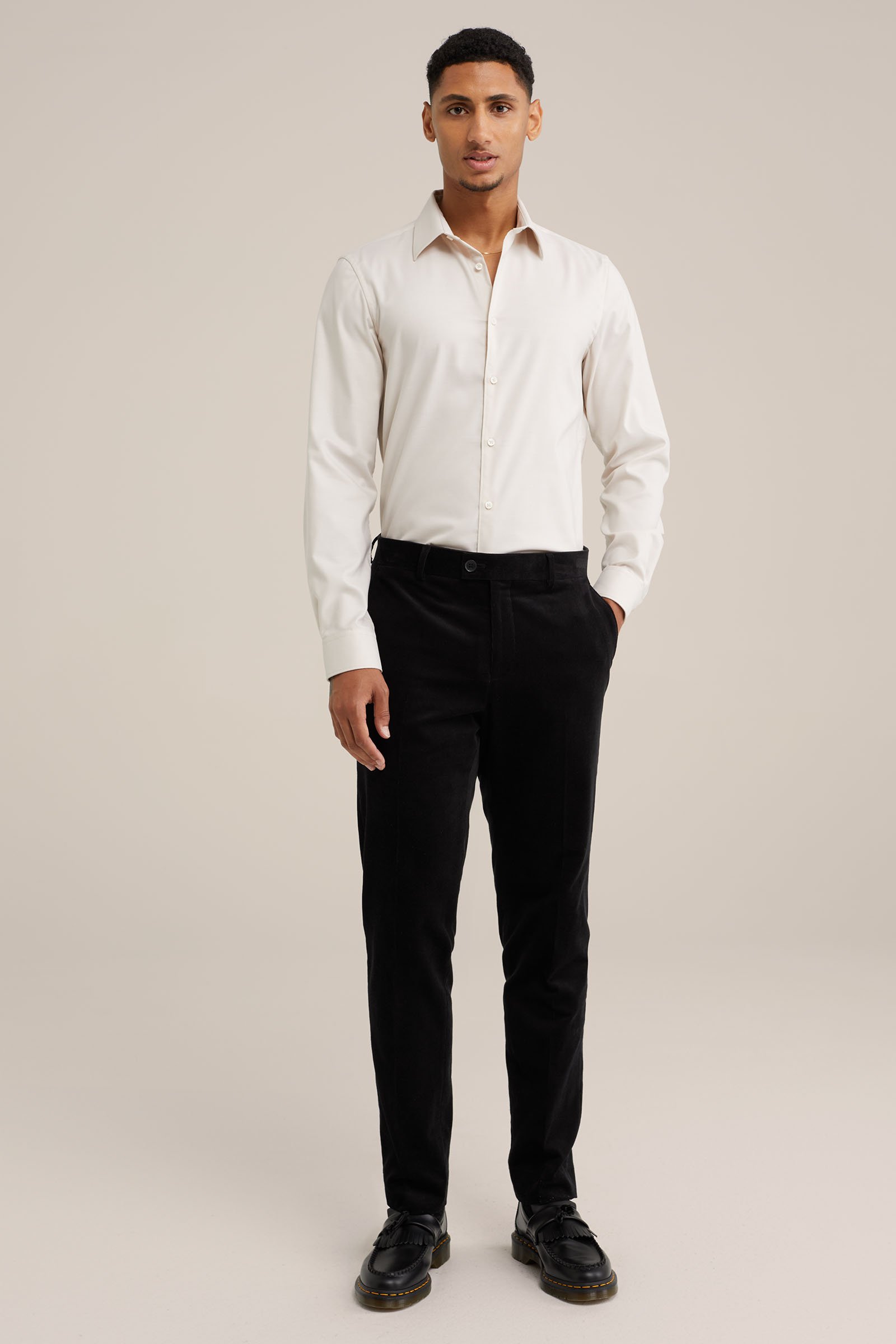 slim fit pantalon van corduroy Van Gils Zwart