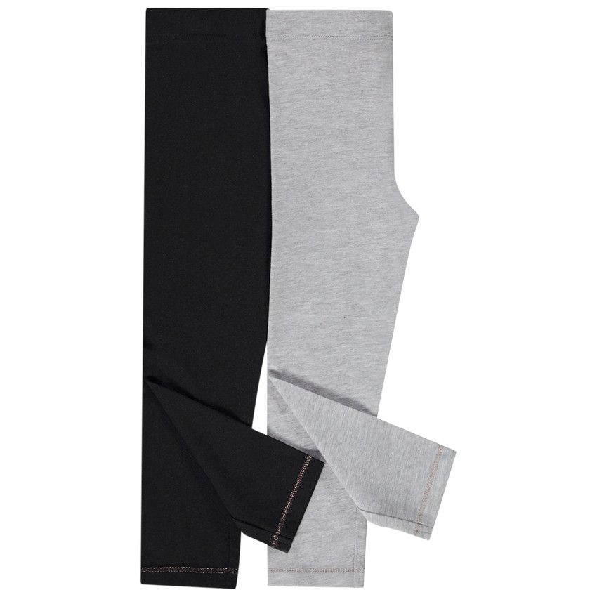 Lot de 2 caleçons longs unis pour bébé fille - Gris chiné