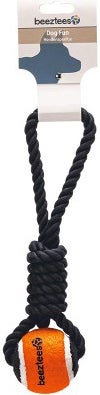 Beeztees hondenspeelgoed flostouw Leira met tennisbal zwart/oranje 30 x 7 x 6,3 cm 135 g
