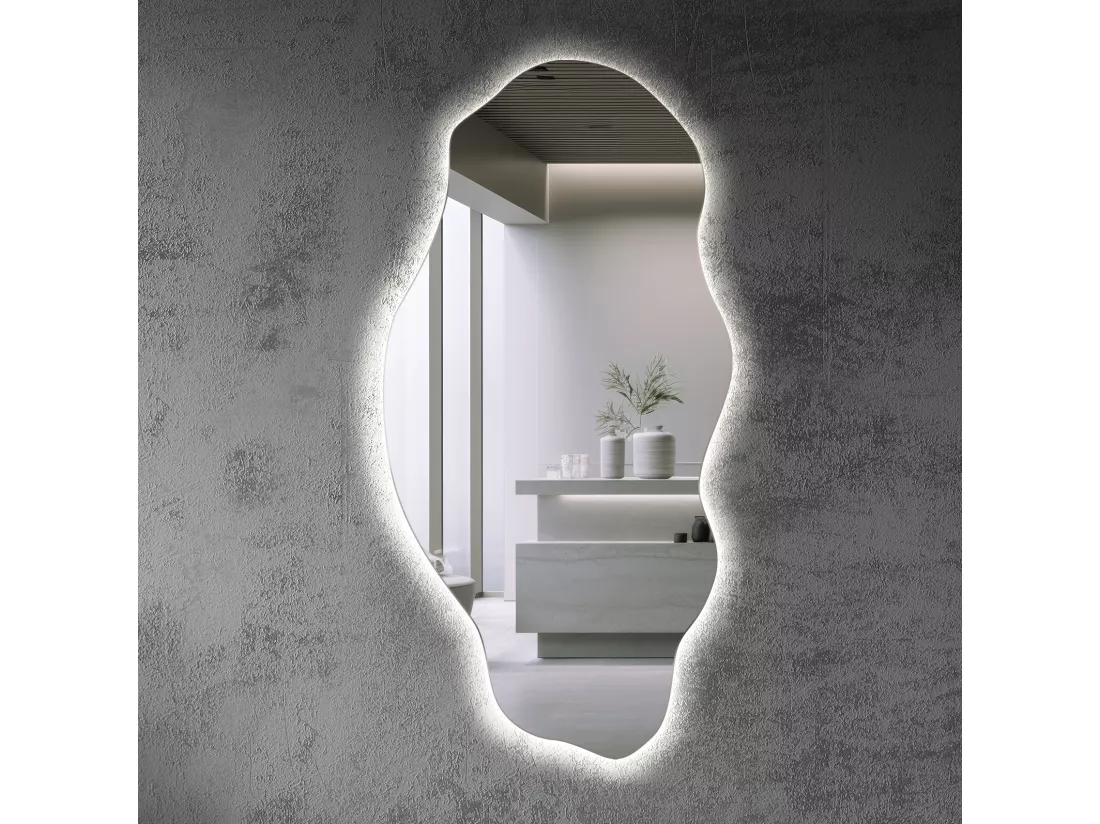 Miroir Lumineux LED Froid Organique Irrégulier pour Salle de Bain Salon 50 cm x 100 cm - lumière froide