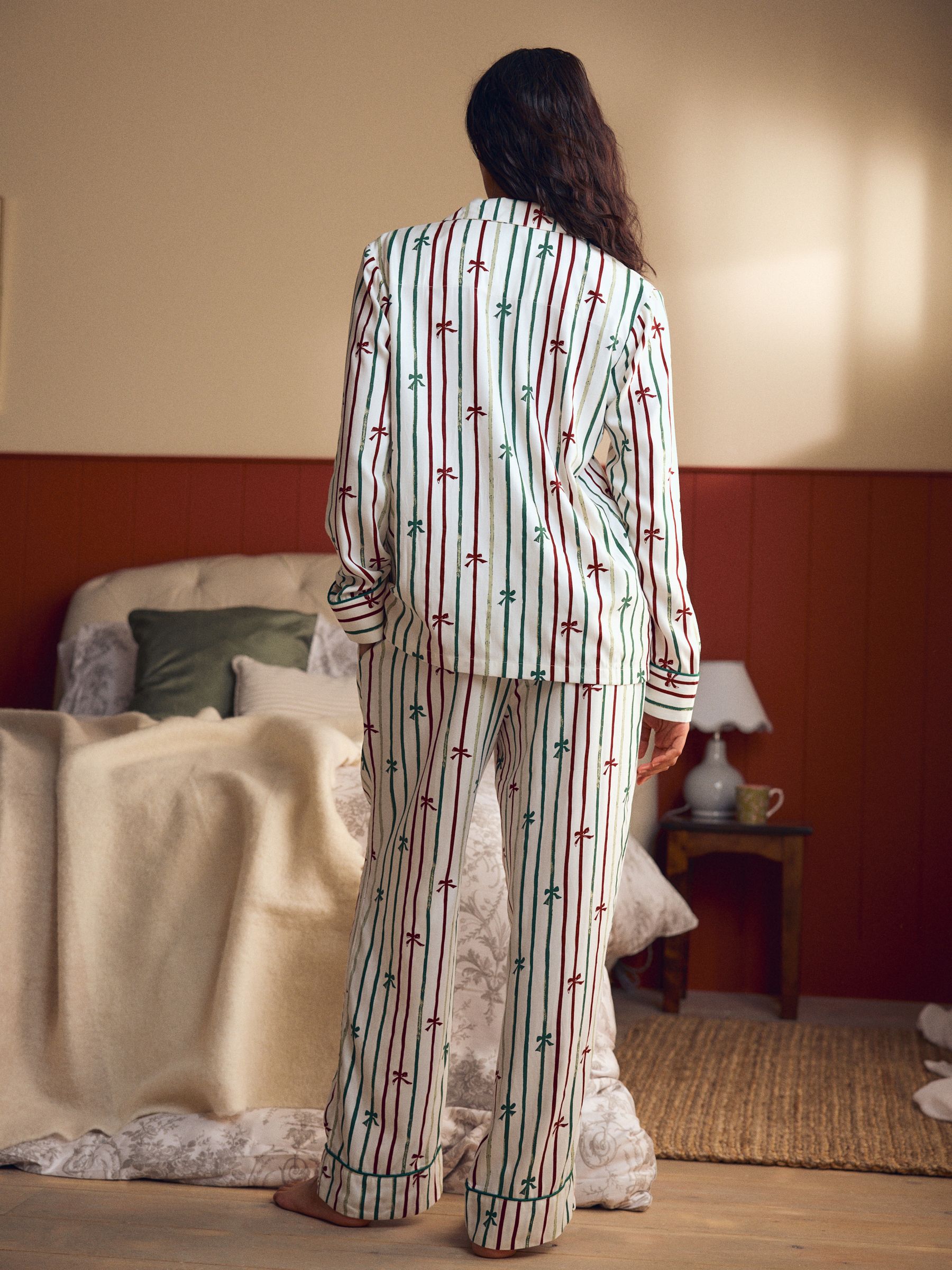 Laura Ashley Bow Stripe Button Through Pyjamas