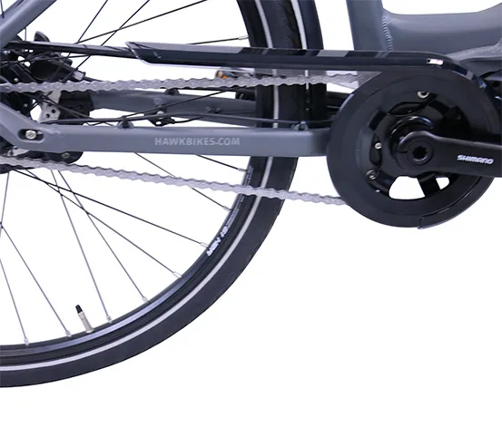 HAWK Bikes E-Bike Damen »eCity Wave Integrated Lady STEPS«, grau, 28 Zoll, 44-cm-Rahmen