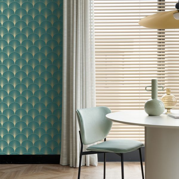 Estahome Art Deco Motief Behang II - 0,53 x 10,05 m - Roze / Roségoud