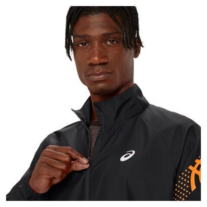 Veste coupe-vent Asics Icon Noir/Orange Homme
