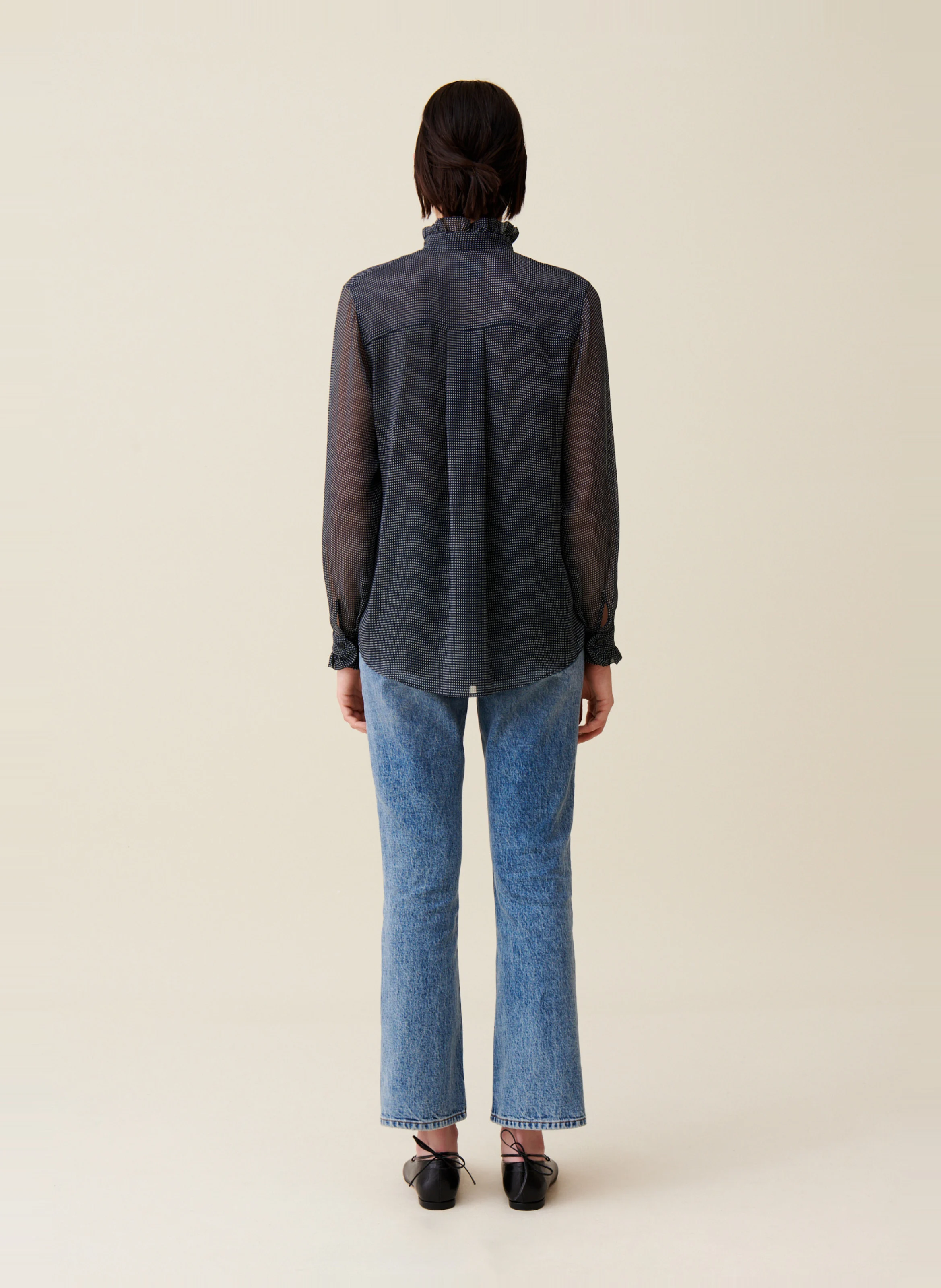 Chemise fluide à petits carreaux | Bleu
