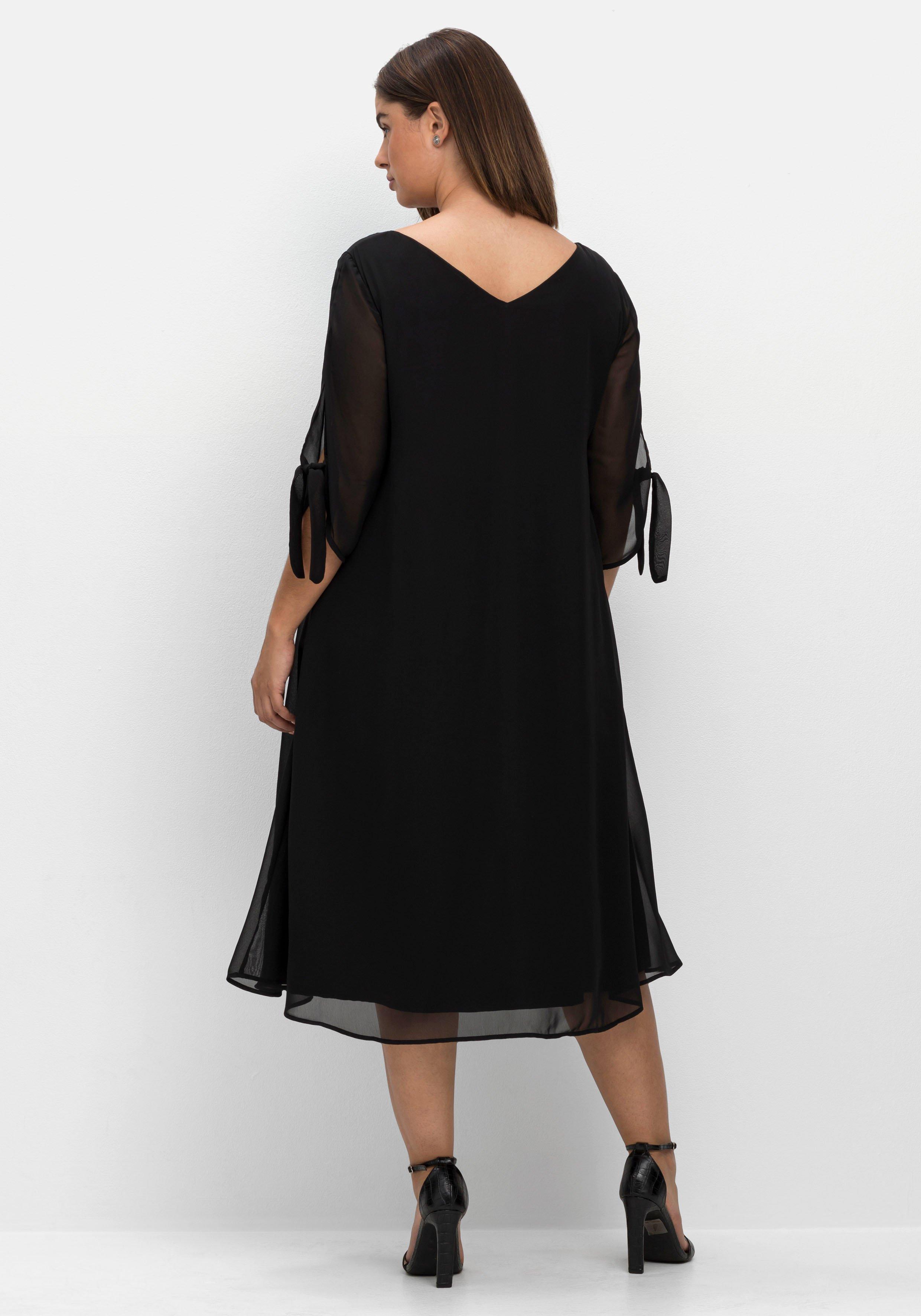 Chiffonkleid mit 3/4-Ärmeln, in Midilänge