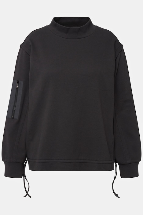 Sweatshirt, Rippstruktur, Saumband, Stehkragen, Langarm