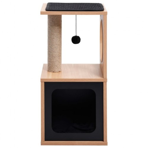 Arranhador para gatos com tapete de sisal, preto