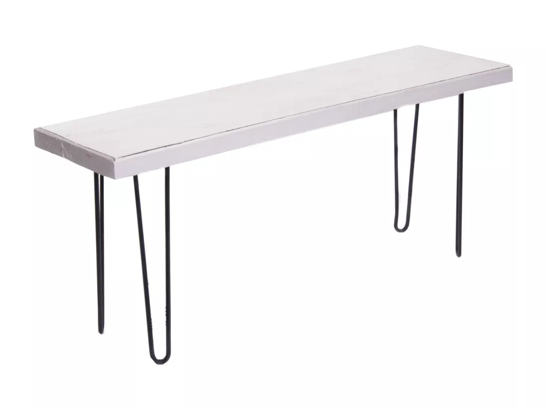 BANC Bohle 120 Bois massif en acajou, pieds en métal 06 weiß-landhaus