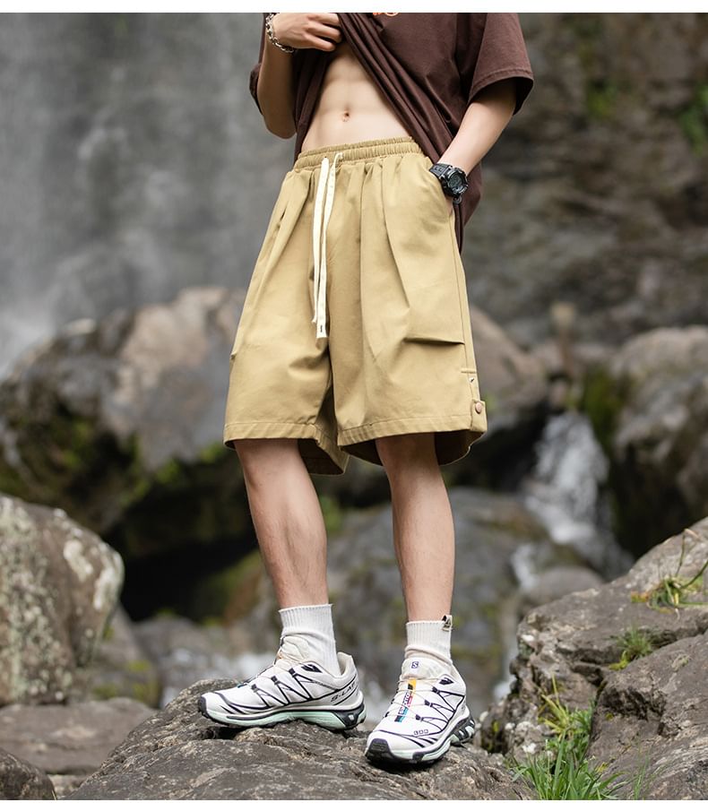 Really Point - Mid Rise Plain Cargo Shorts