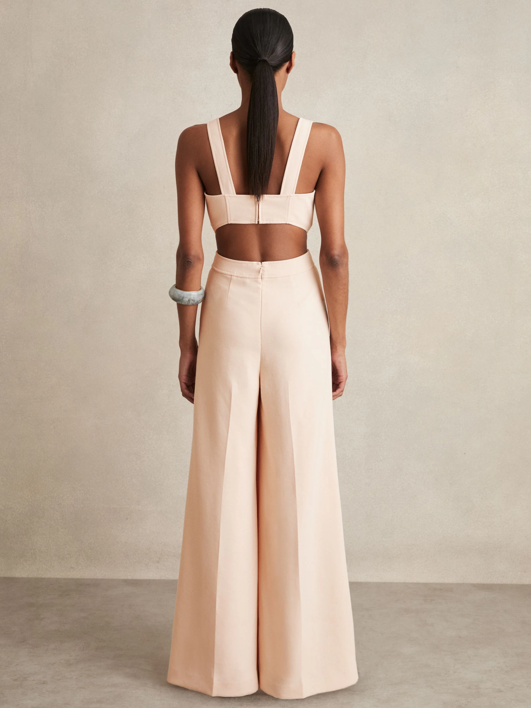 Lichtroze - Reiss Dion Wide-Leg Cut-Out Jumpsuit