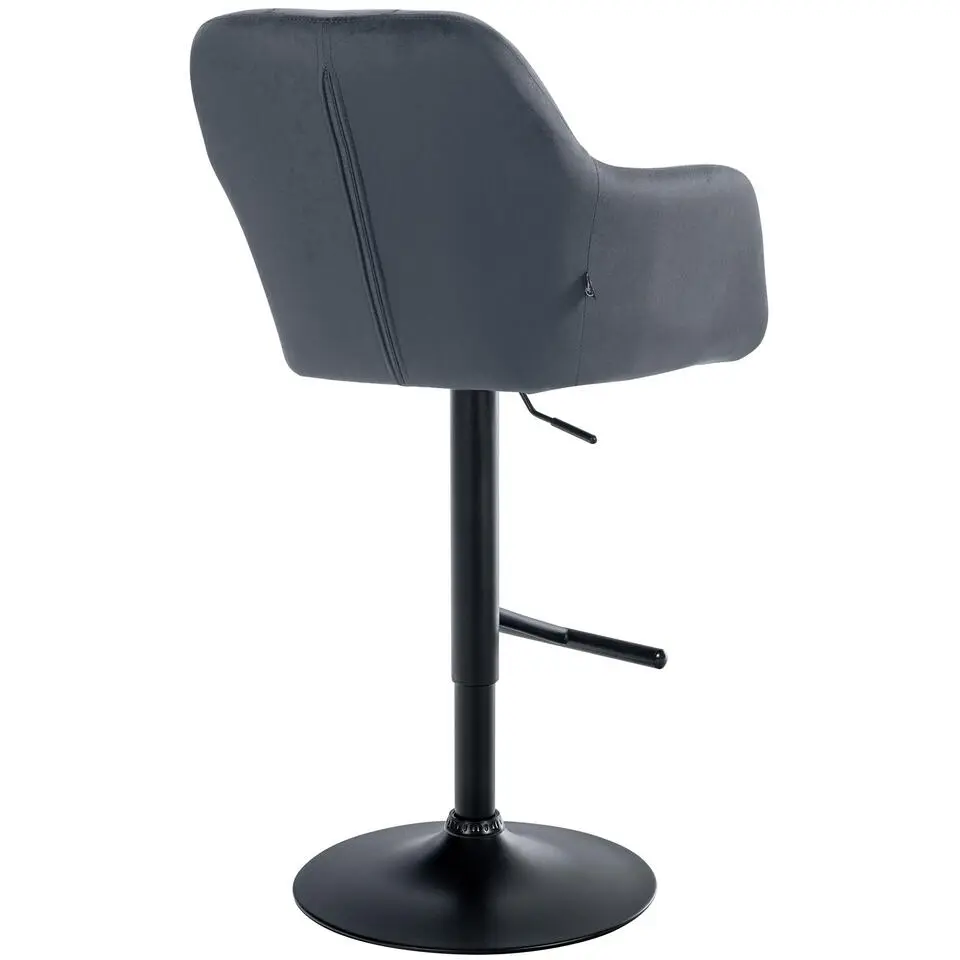 CLP Barkruk Natoma zwart Frame - Fluweel - donkergrijs