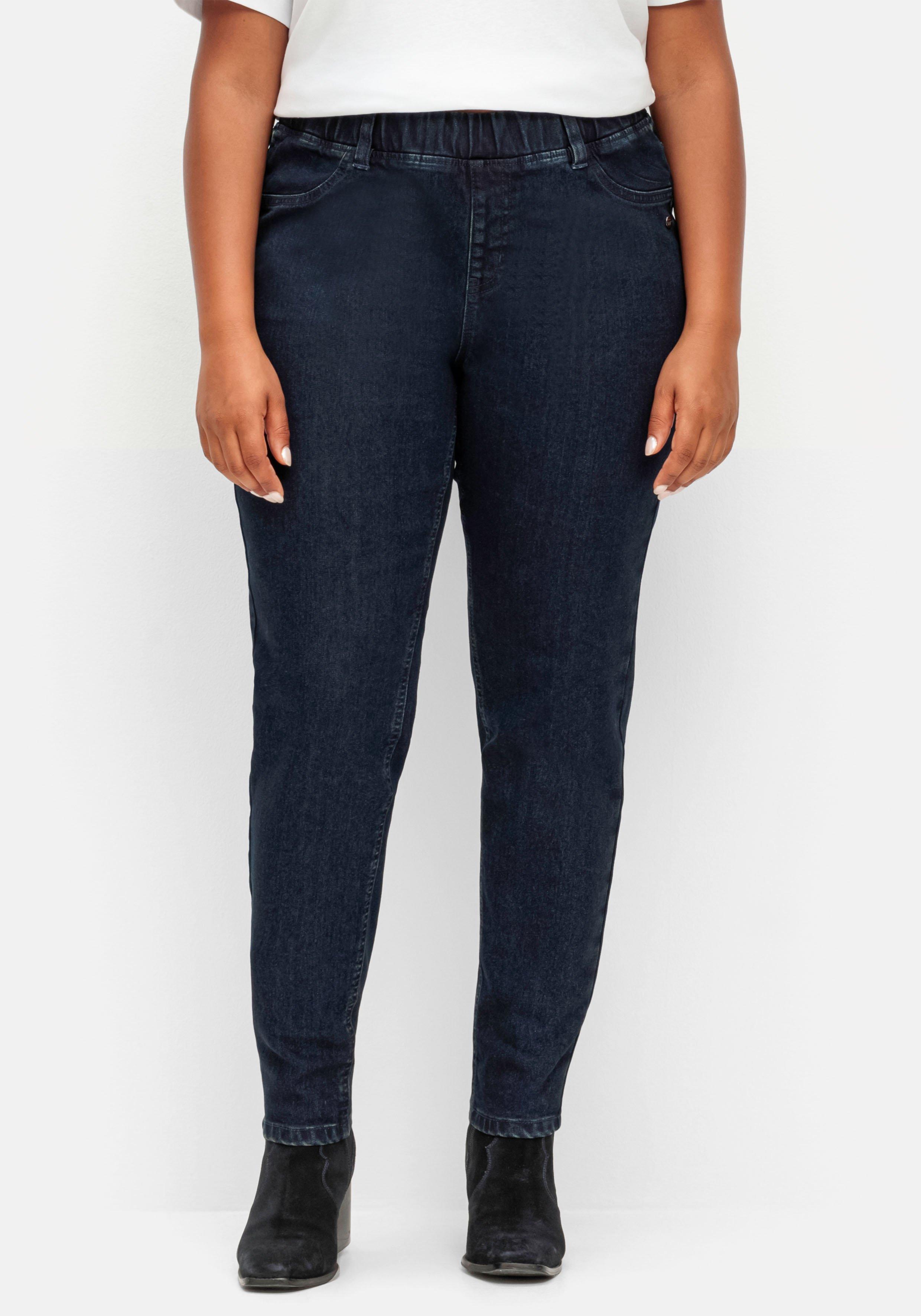 Skinny Thermojeans mit Schlupfbund, innen angeraut