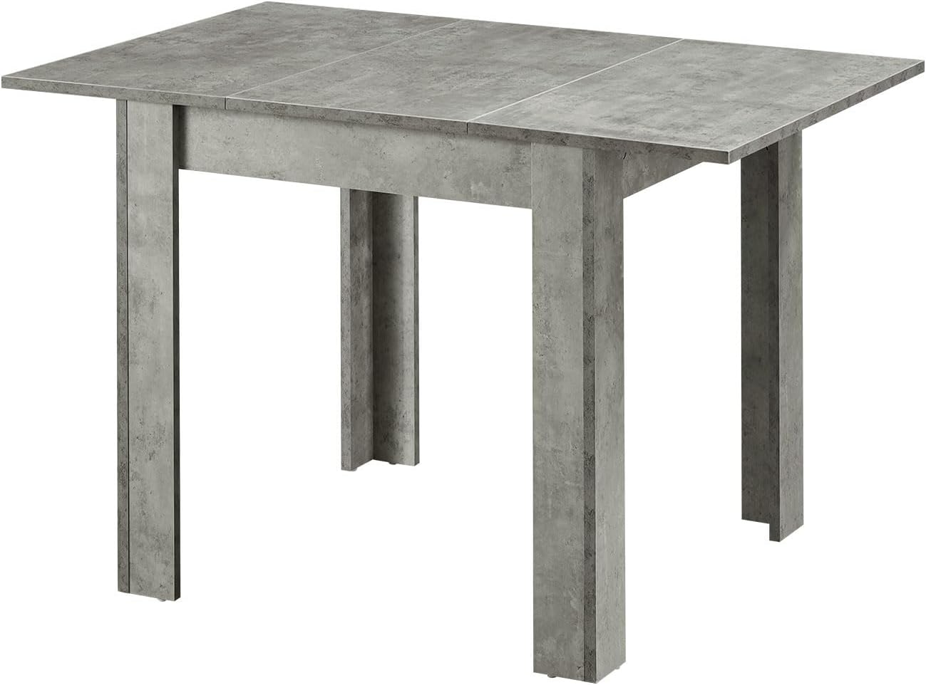 B&D home® LIVIUS Esstisch, ausziehbar 80–120 x 80 cm – moderner Küchentisch in Beton-Optik, platzsparend mit integrierter Aufbewahrung für Einlegeplatten, Holztisch für Küche & Esszimmer