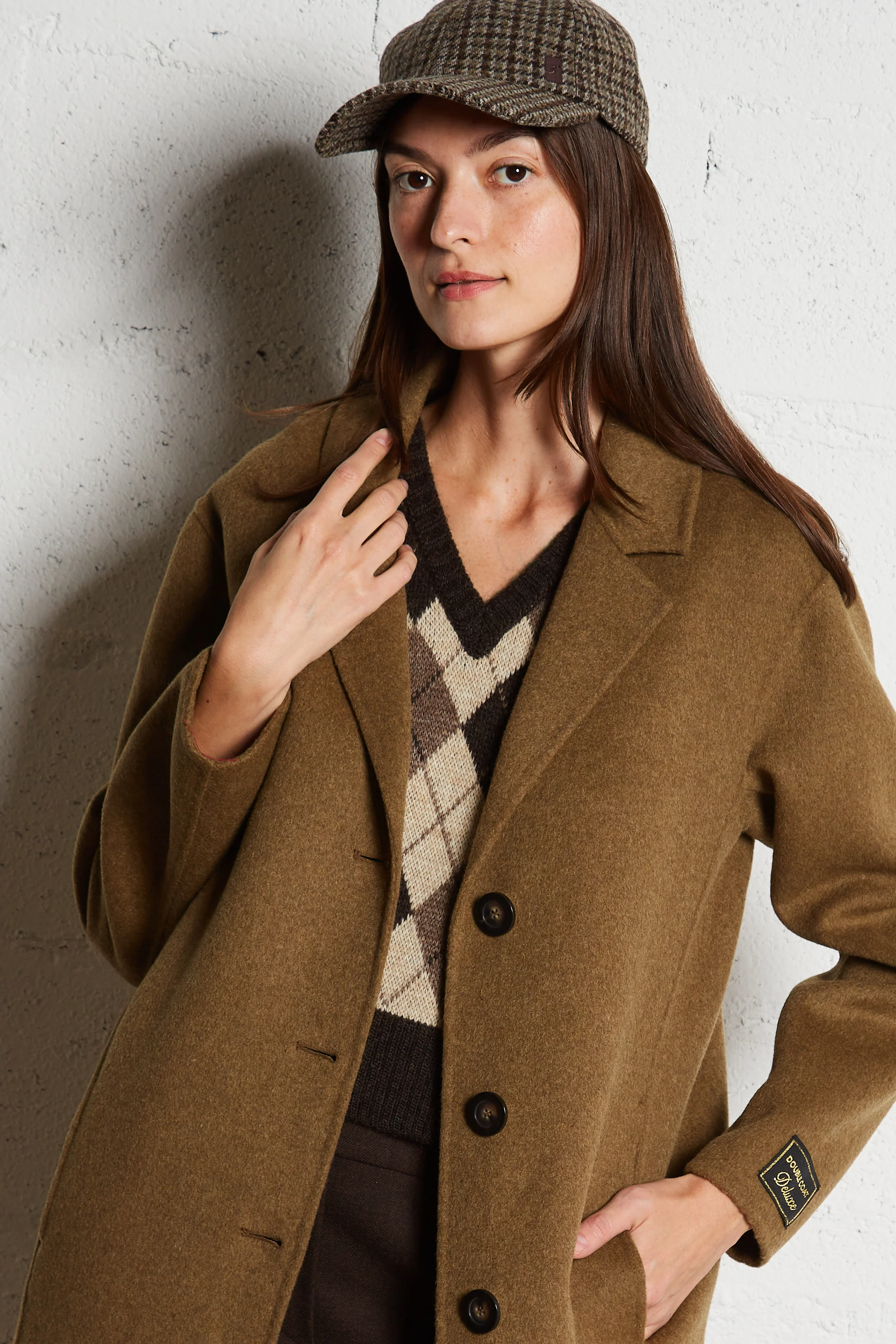 FAGGIO - Manteau droit col tailleur en laine mélangée | Vert