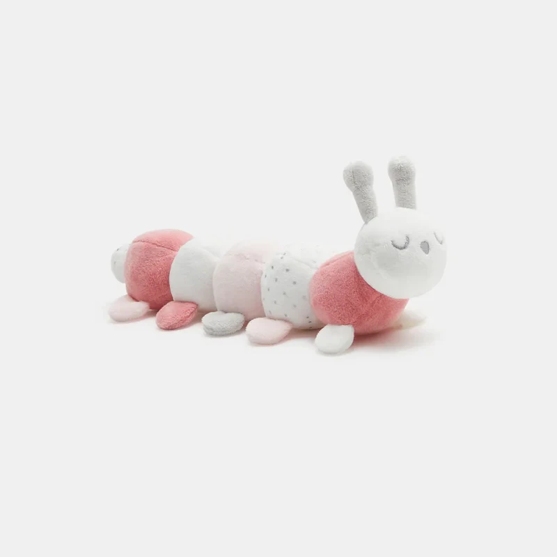 Peluche hochet chenille rose naissance Rose