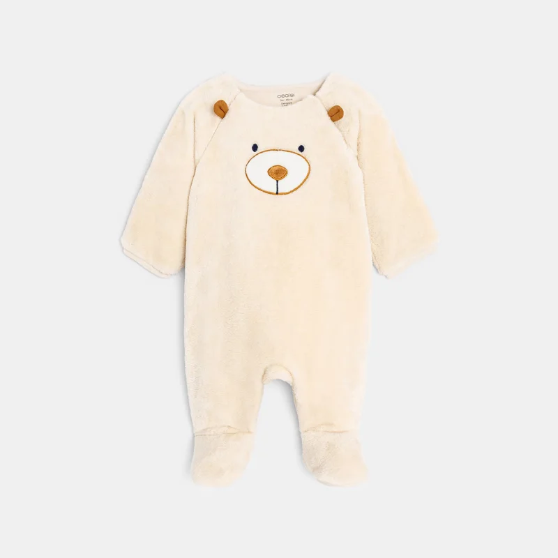 Surpyjama chaud en soft boa ours beige naissance Beige