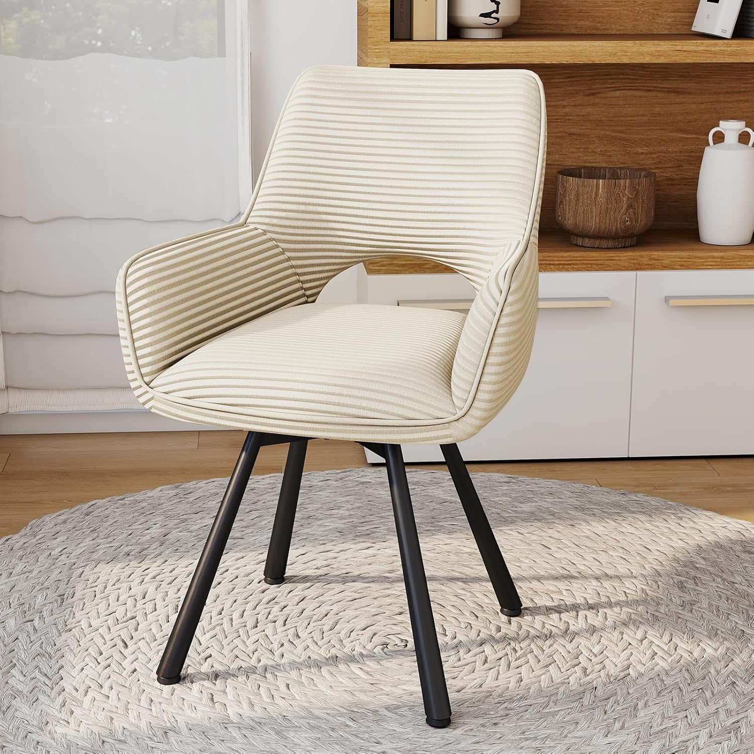 Esszimmerstühle 6er Set Drehbar 360°,Armlehnstuhl mit Metallbeine,geeignet als Stühle Esszimmer,Samt Stuhl,Küchenstühle,Wohnzimmerstuhl,Polsterstuhl mit Samtigem Gefühl,Beige