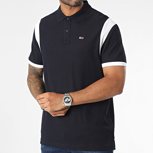Polo Manches Courtes Relax Colorblock Bleu Marine
