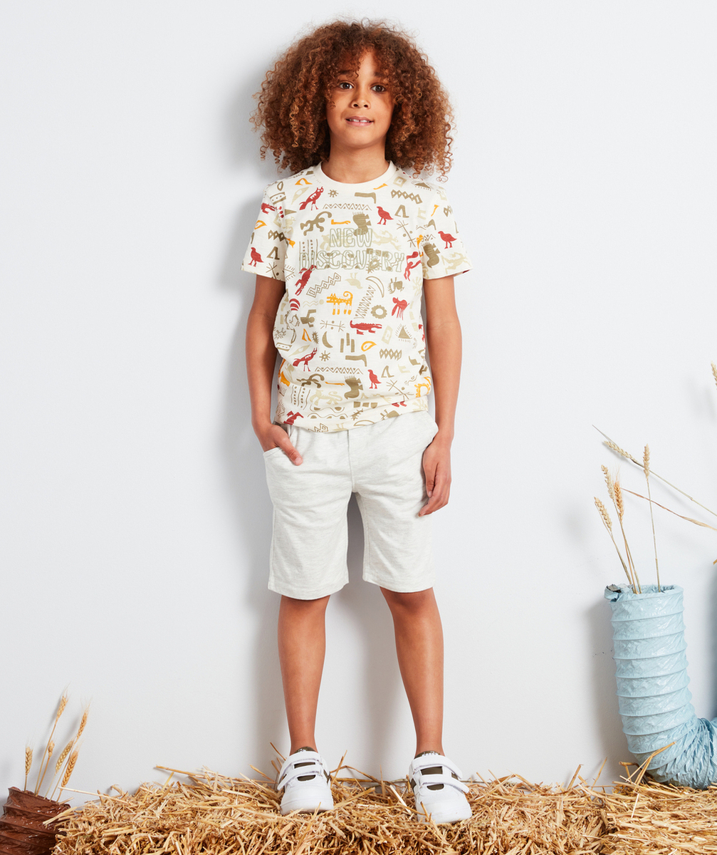 BERMUDA EN COTON GRIS CLAIR GARÇON
