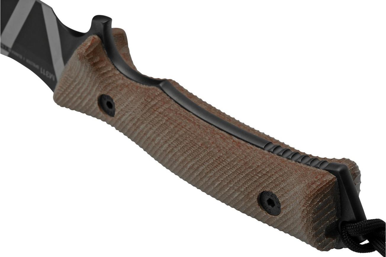 ANV Knives M311 SPELTER DLC Camo Elmax, Coyote Micarta Handle, Black Kydex Sheath, survivalmes
