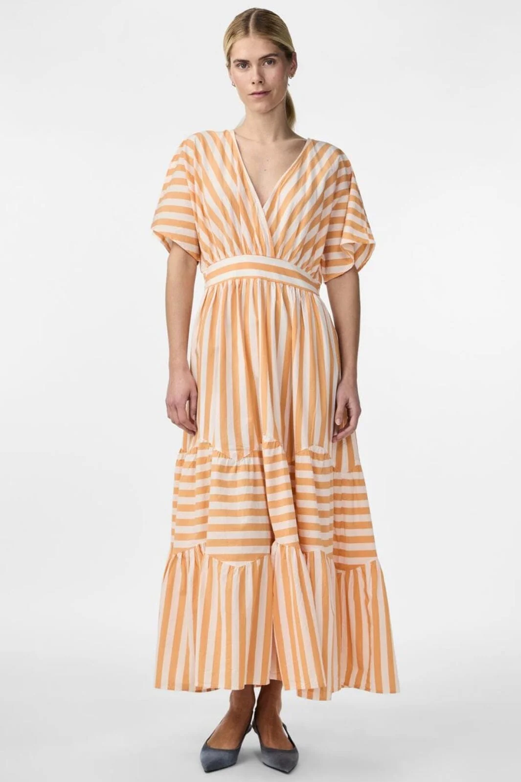 Y.A.S Yasroos Ss Long Dress star white mock orange