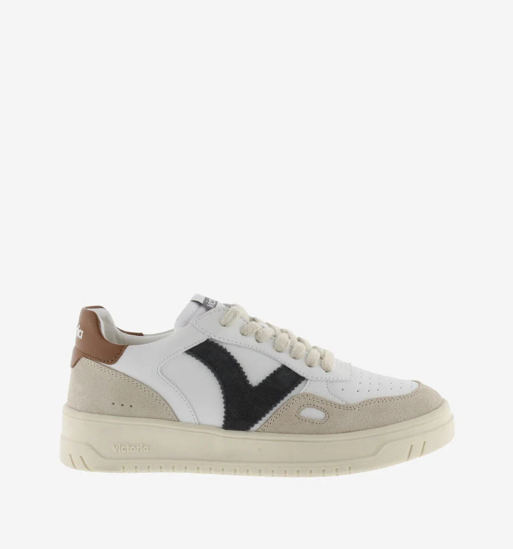 SEUL EFFET CUIR & CUIR FENDU Baskets unisexes semelles beiges CUERO