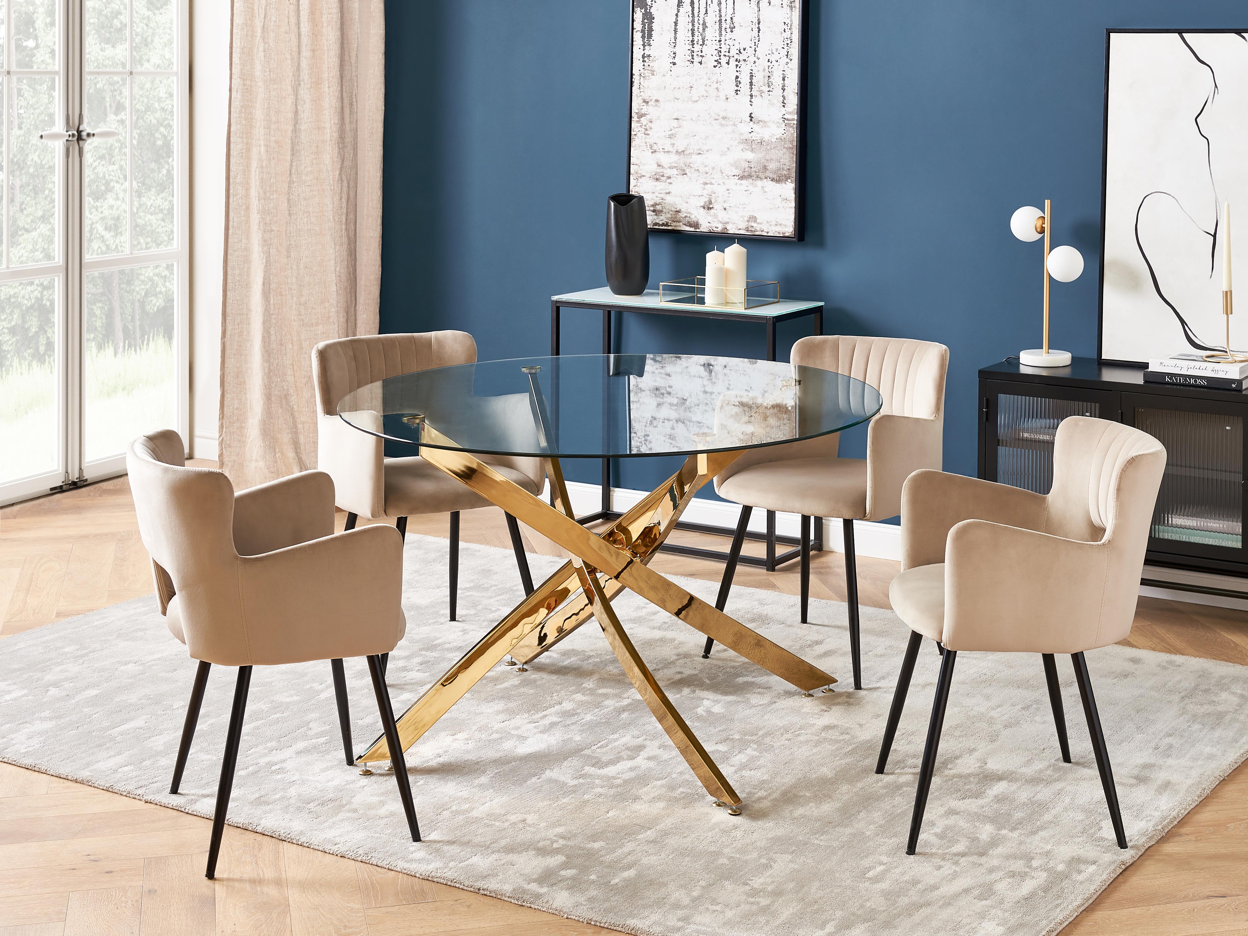 Eettafel MARAMO Goud 120 cm Veiligheidsglas 120 cm