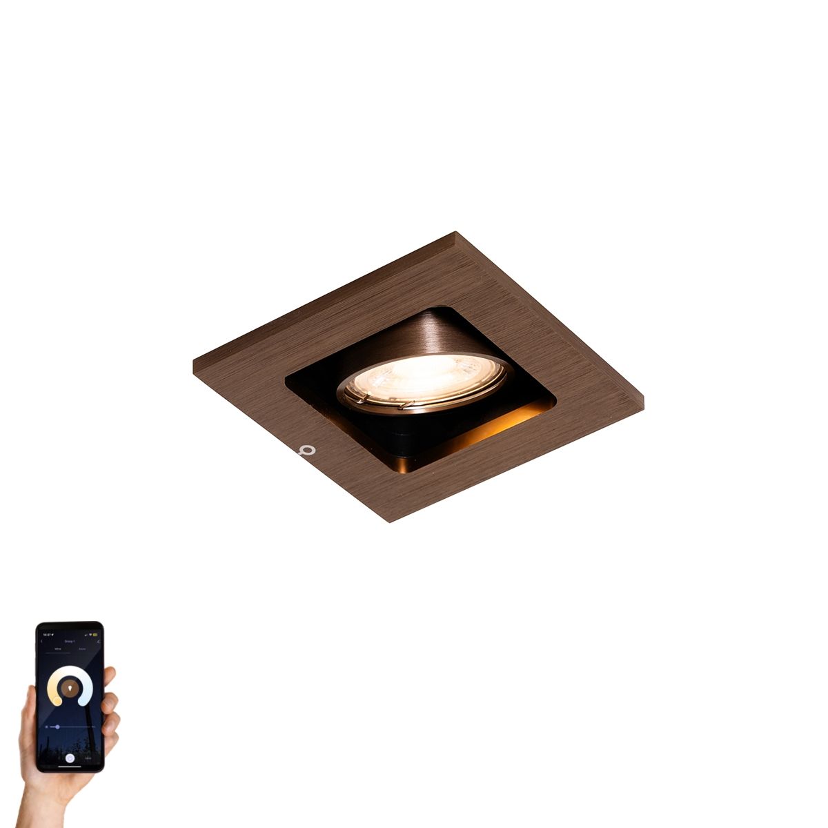 Smart inbouwspot donkerbrons draai en kantelbaar incl. Wifi GU10 50mm - Qure