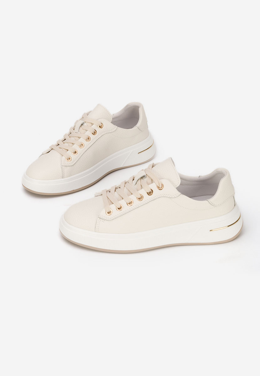 Baskets pour femme en cuir beige Issabel