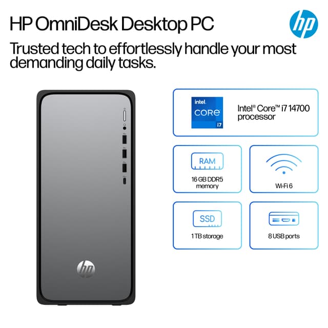 HP OmniDesk M02-0805no i7-14/16/1TB stationær PC
