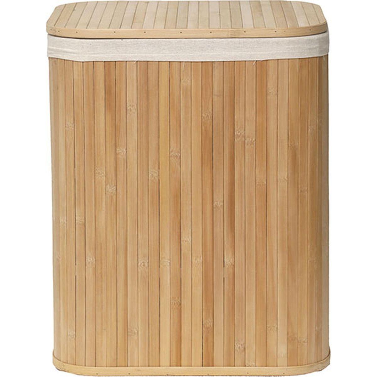 PANIERE A LINGE RECTANGLE 43.5X34.5X54CM BAMBOU TISSU LIN