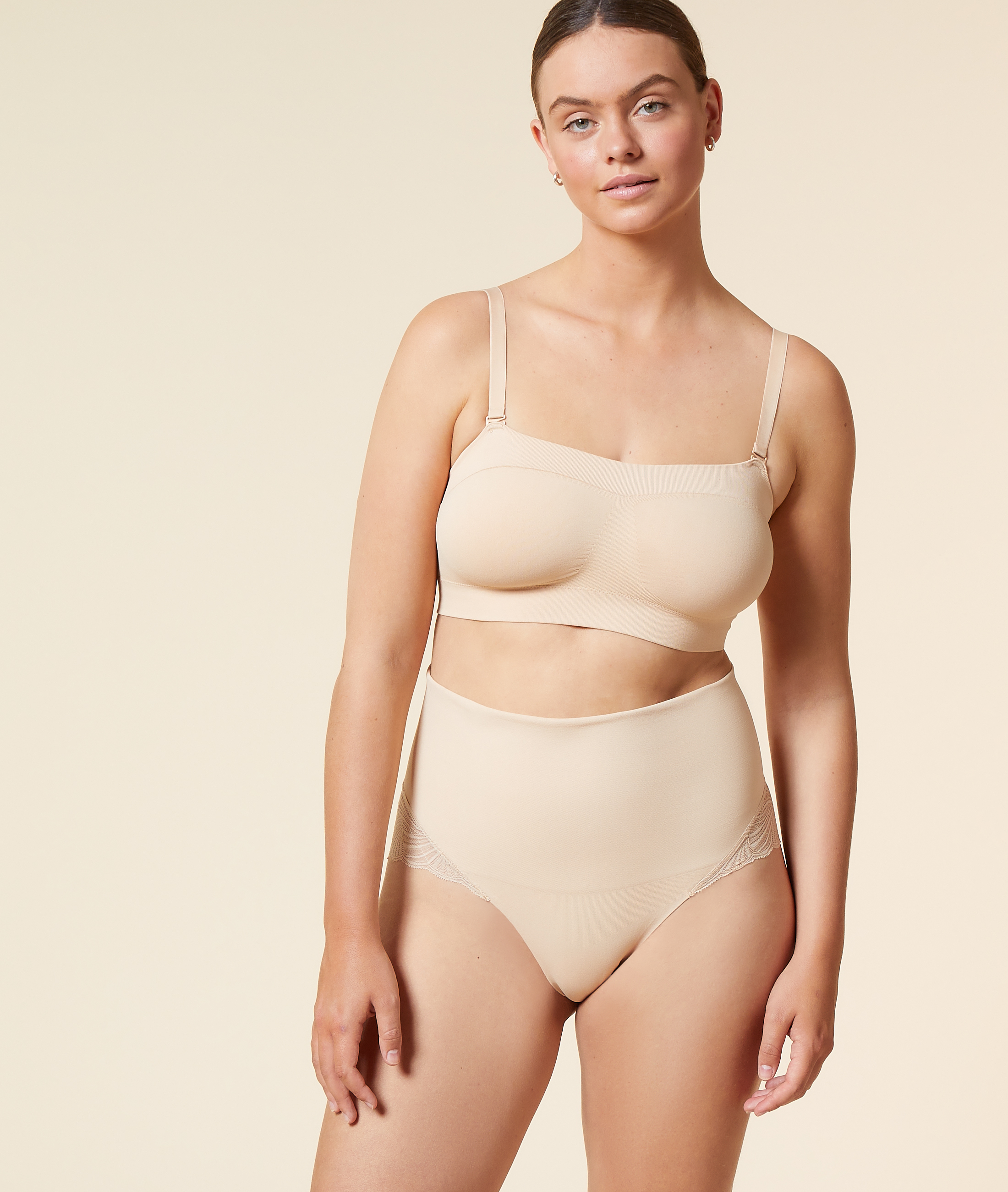 Culotte gainant taille haute détails dentelle - Maintien médium