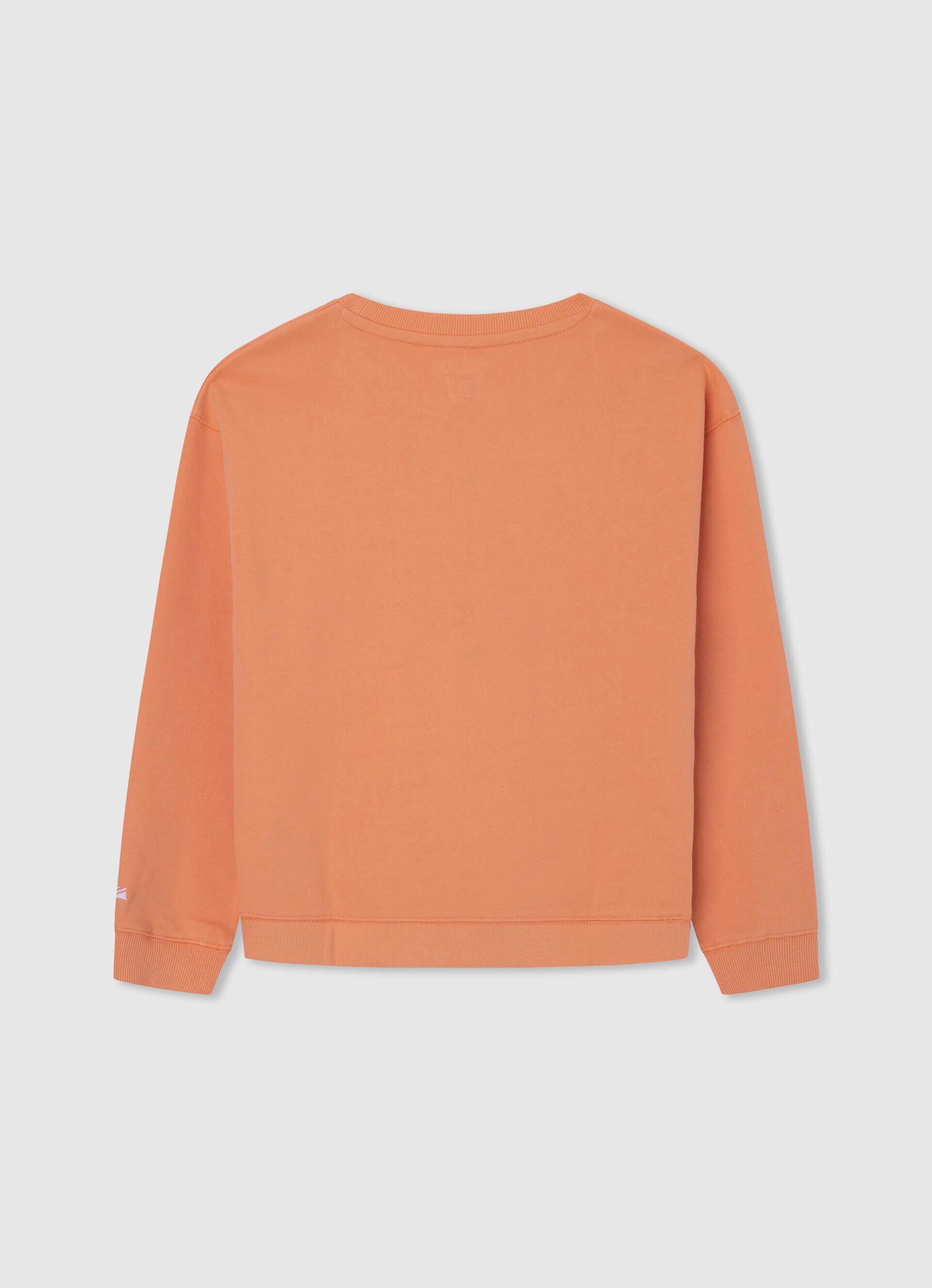 Moletom de algodão com estampa do logotipo - pêssego e laranja