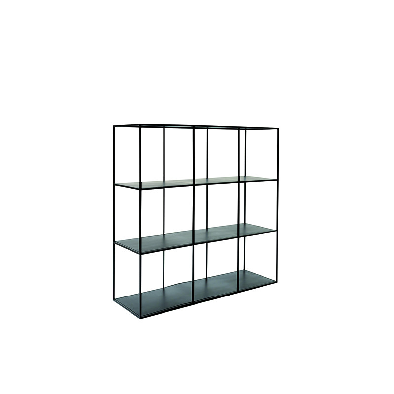 Etagère murale industrielle , bibliothèque salon chambre 3 niveaux avec 9 cases rangement métal noir 105x34x105cm