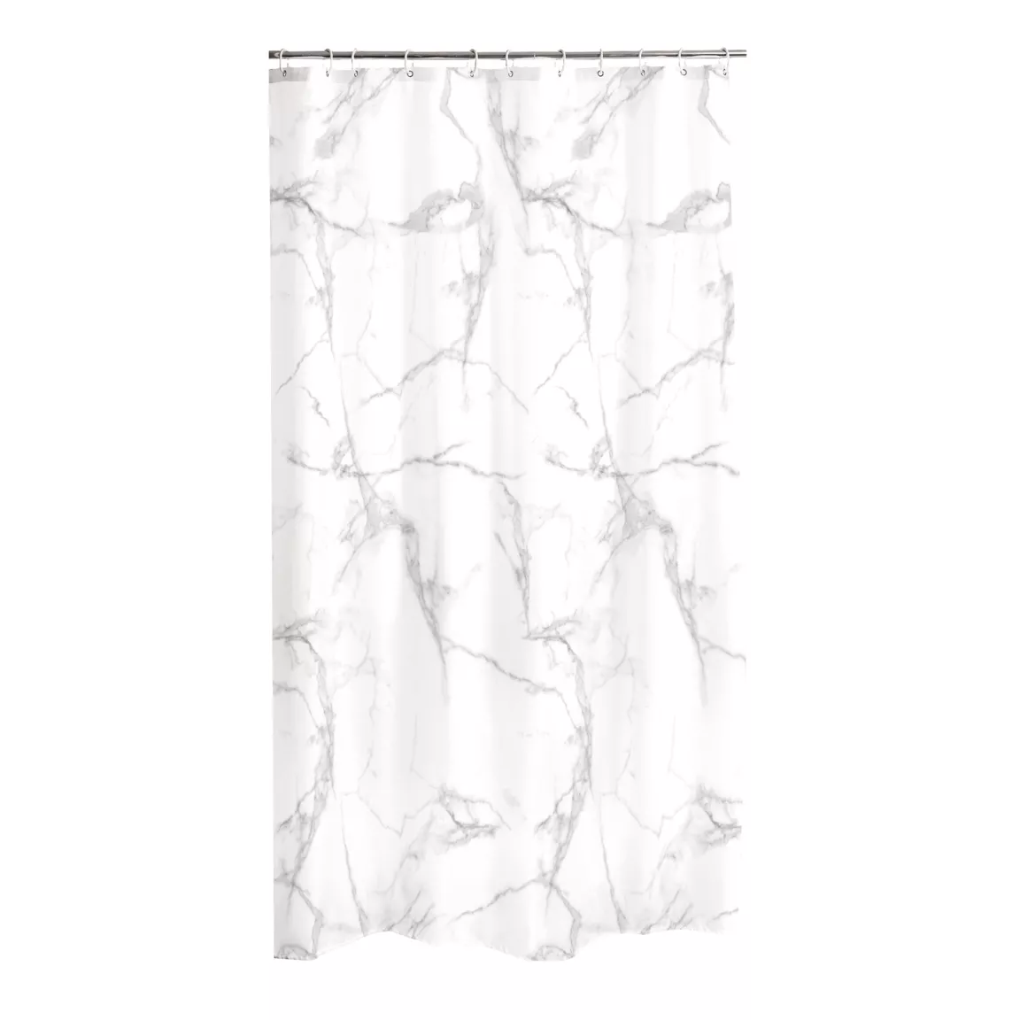 Rideau de douche à anneaux (180 x 200 cm) Marbre Gris
