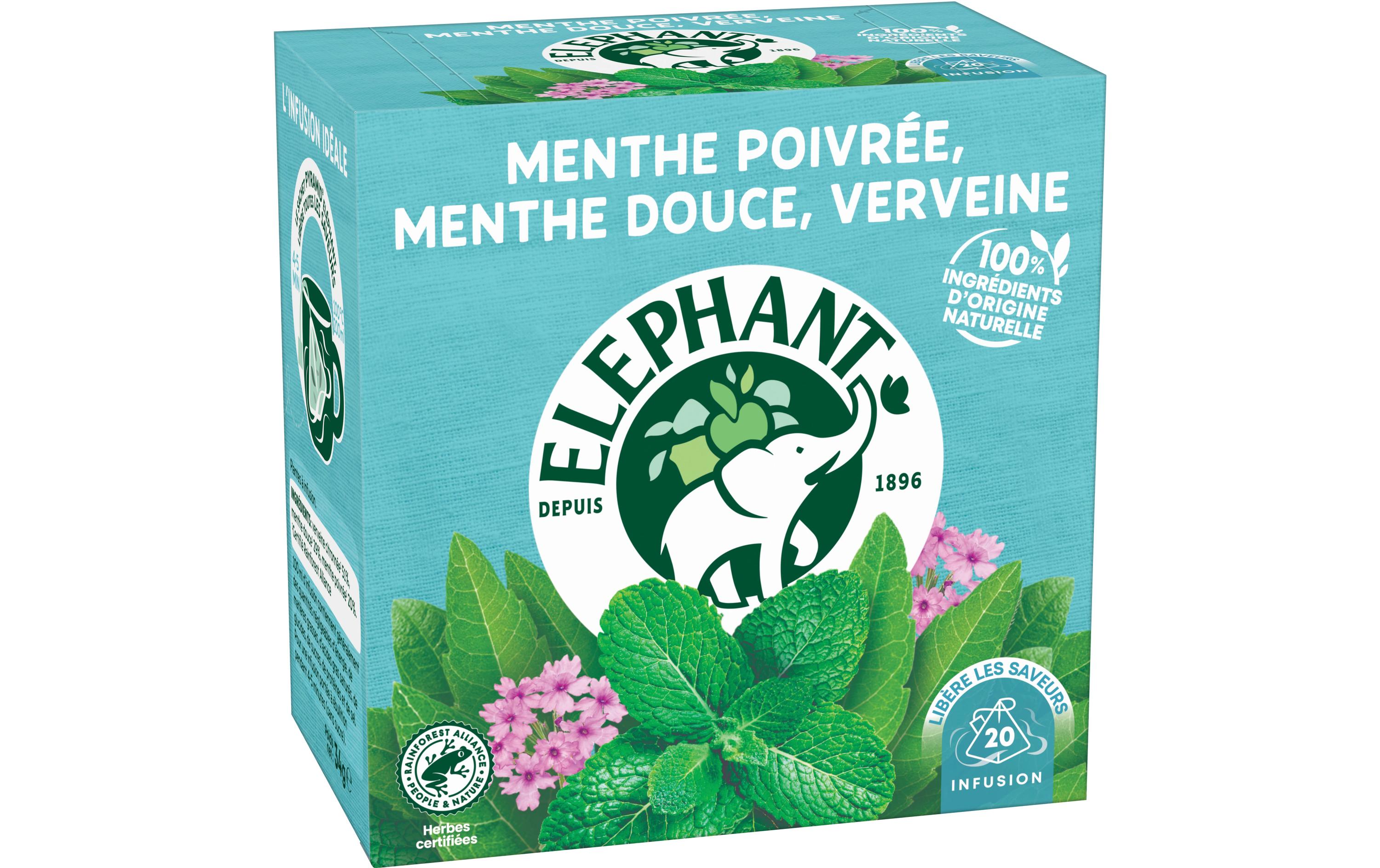 Teebeutel Menthe Poivrée, Mente Douce, Verveine 20 StückTee mit Pfefferminze, Süssminze und Eisenkraut