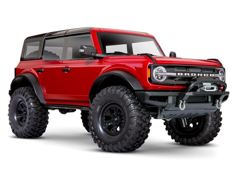 Traxxas Scale Crawler TRX-4 Ford Bronco 2021, Rot ARTR, 1:1 TRX-4 Rockcrawler mit 2-Gang Getriebe, Differentialsperre und offizieller 2021 Ford Bronco Karosserie