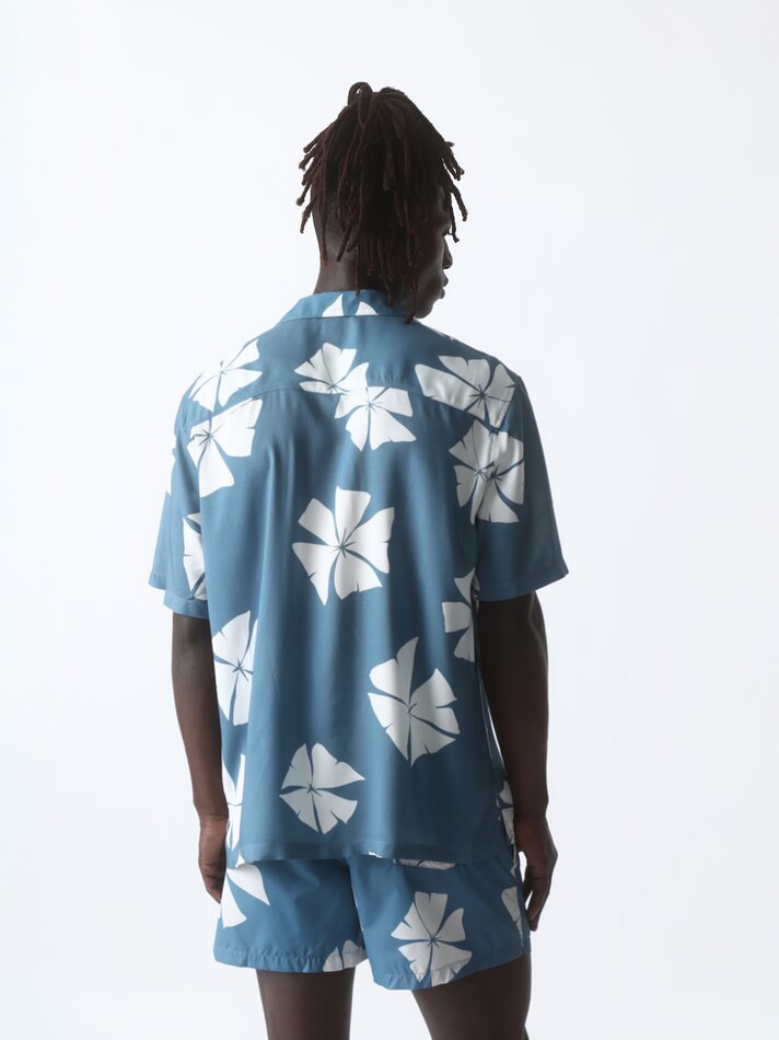 Camisa fluida para resort - Azul Royal