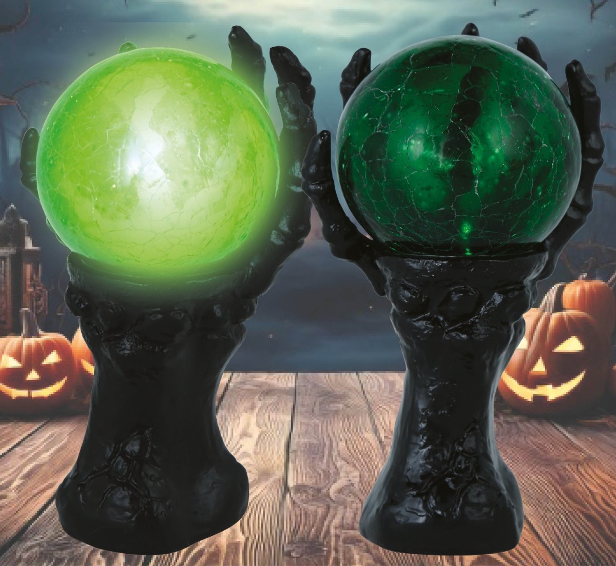 Halloween Decoratie Hand Met Kristallen Bol En Licht 14,5cm