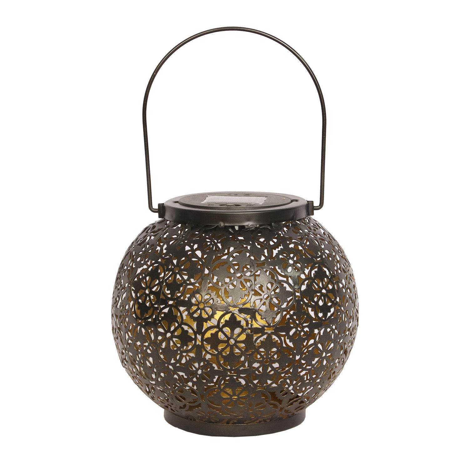 Solar-Laterne mit Ornament, LED warmweiss