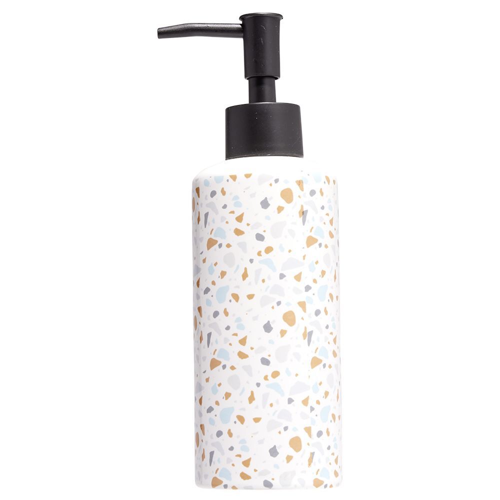 Distributeur de savon céramique motif terrazzo Ø6xH15cm